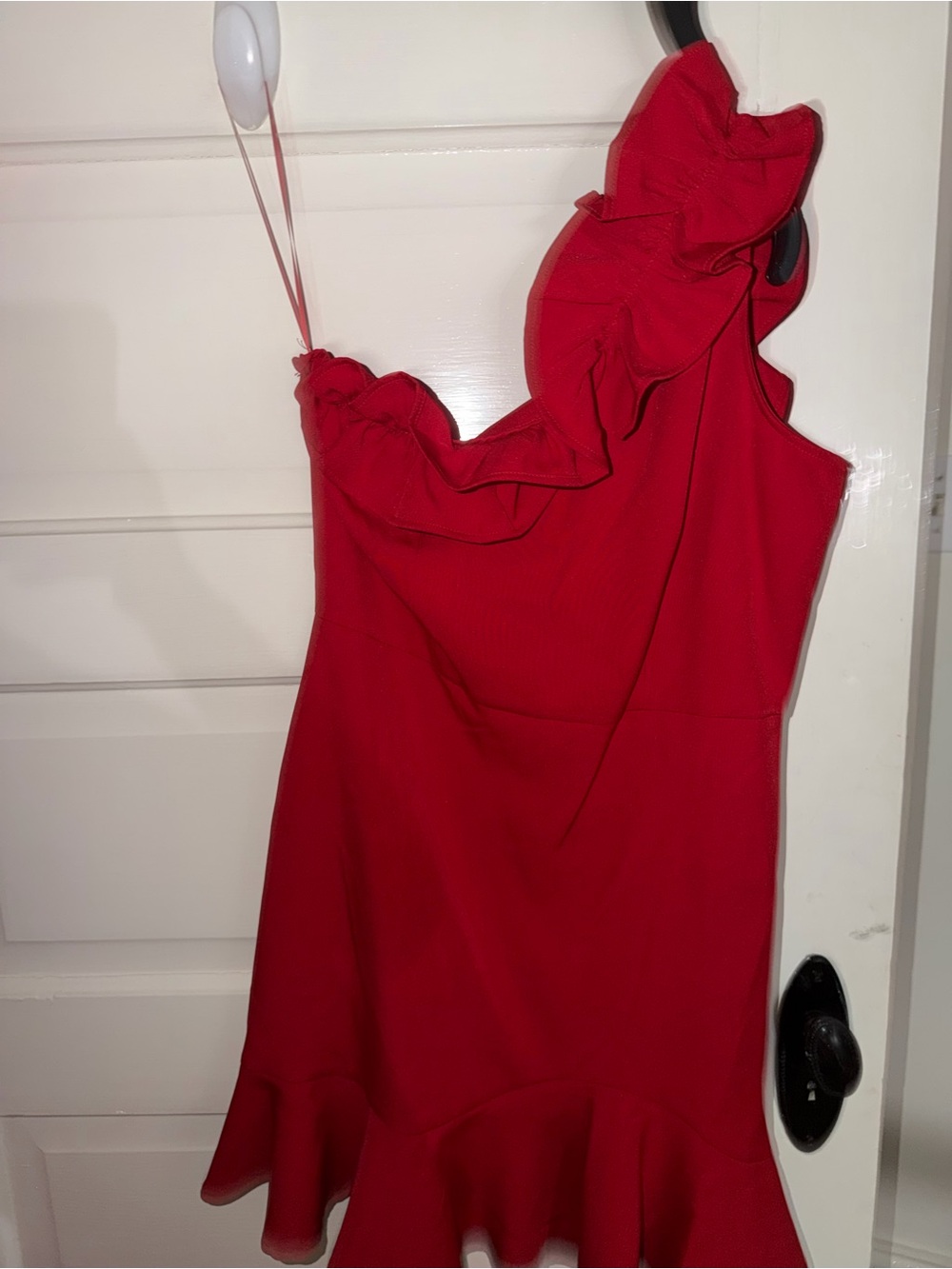TCEC Red One-Shoulder Ruffle Dress - Picture 2 of 4